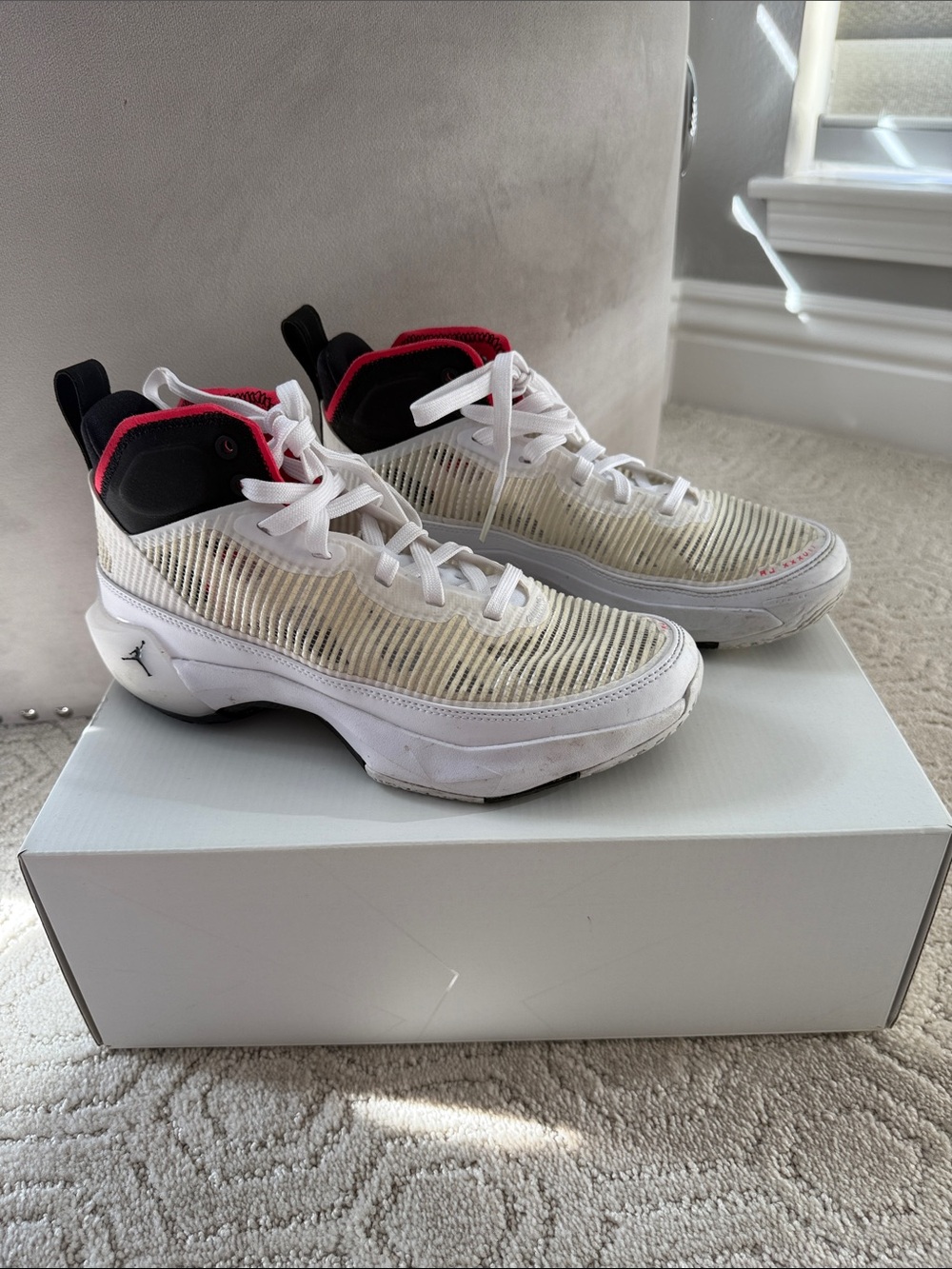 Nike Kids Air Jordan XXXVII GS 37 White Black Big Kid 6 Basketball shoes